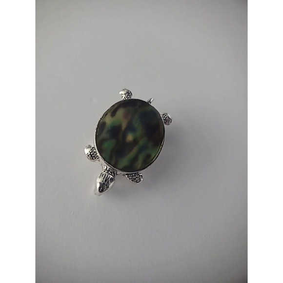 The Unbranded Brand Jewelry - Vintage Brooch Turtle Shell Silver Tone Reptile Jewelry Costume